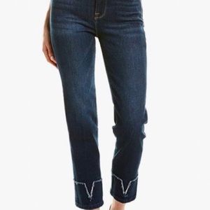 Frame cropped le nouveau straight jeans with v frayed cuff.